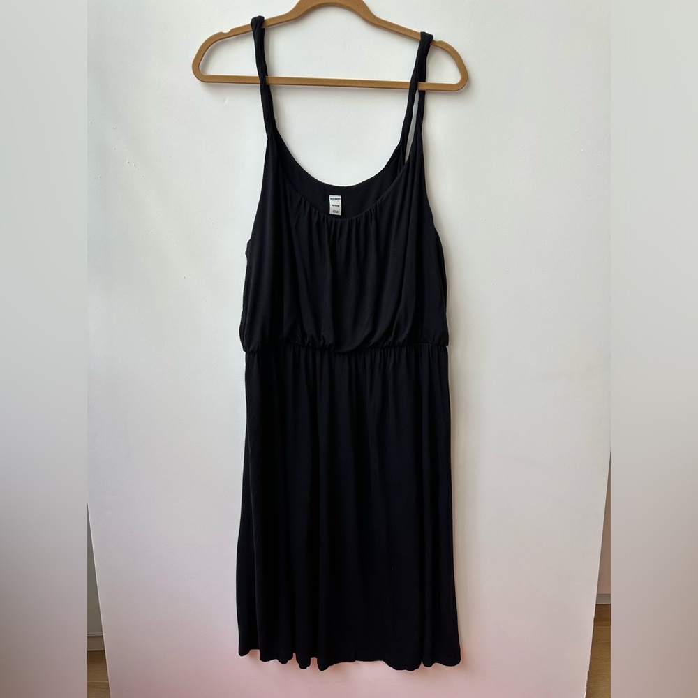 OLD NAVY - SLEEVELESS TWIST STRAP JERSEY KNIT TANK DRESS - TRUE BLACK - XL